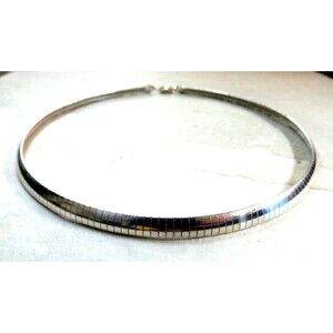 VTG 925 Sterling Silver Elegant Omega Chain Necklace 6mm 16" ITALY